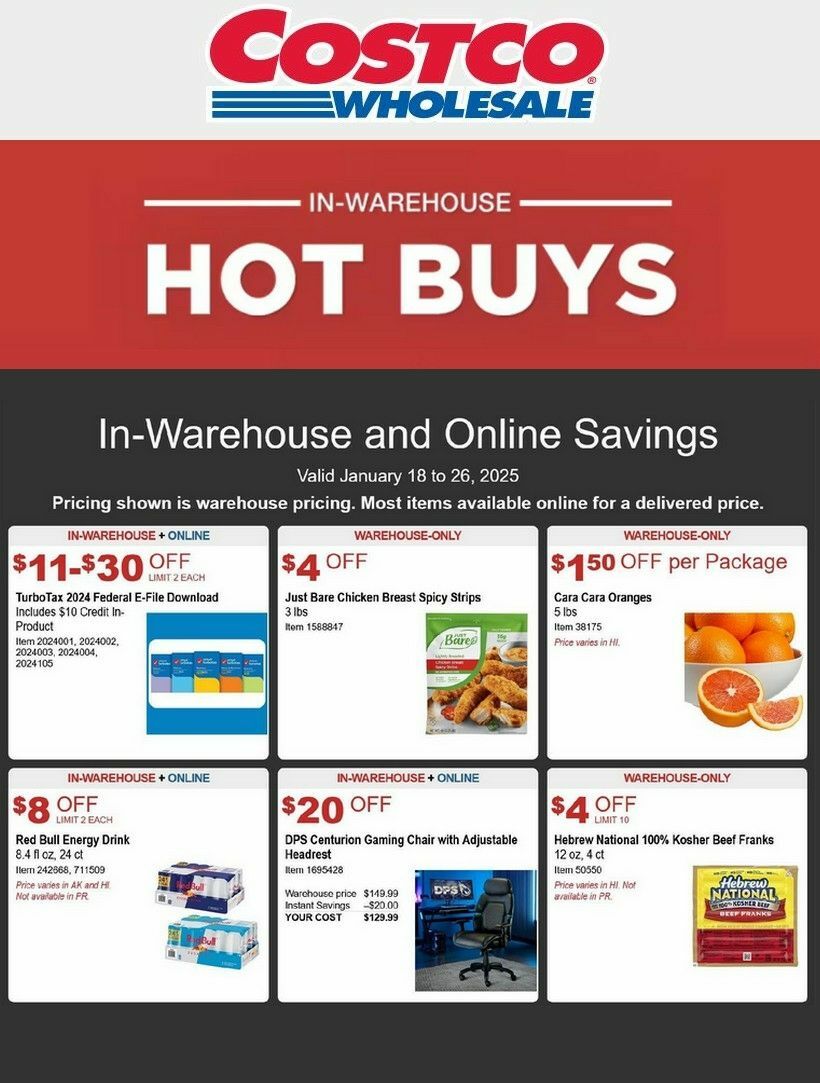Costco Hot Buys Weekly Ad from January 18