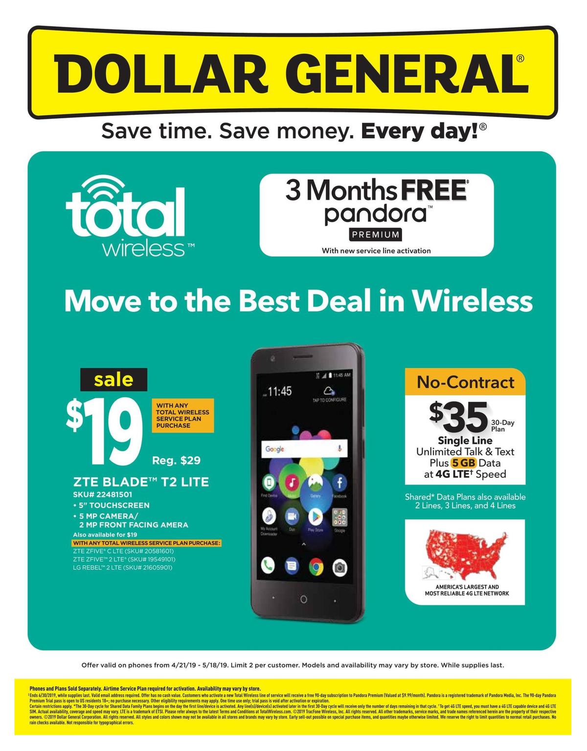 Dollar General Weekly Wireless Specials Weekly Ad from April 21
