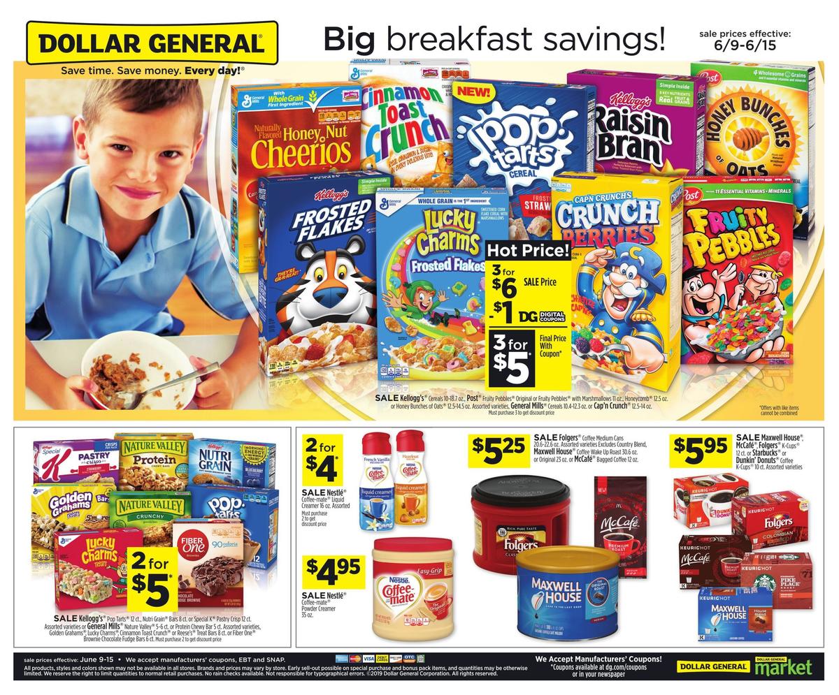 Dollar General Big Breakfast Savings! Weekly Ad from June 9