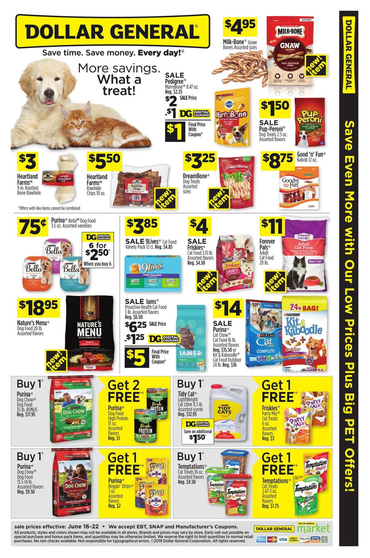 Dollar General Save More on Pet Essentials! Weekly Ad from June 16