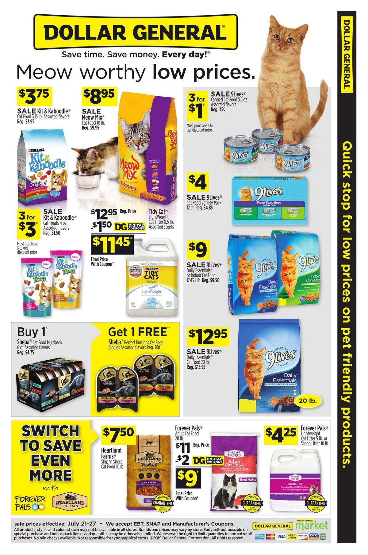 Dollar General Low Prices on Cat Essentials! Weekly Ad from July 21