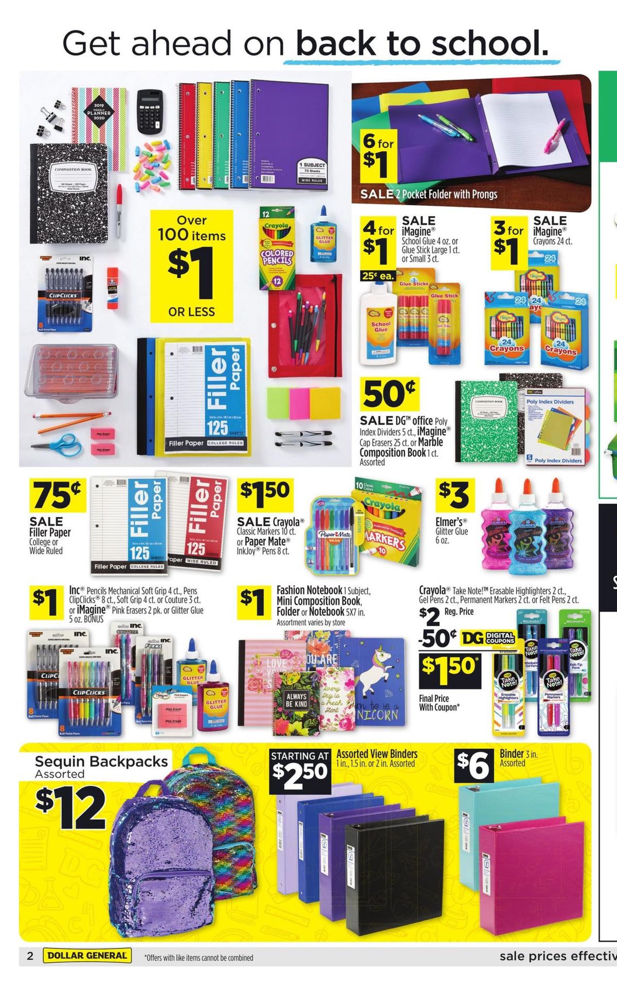 Dollar General Save On Back to School, Cleaning and Pet Supplies! Weekly Ad from August 4