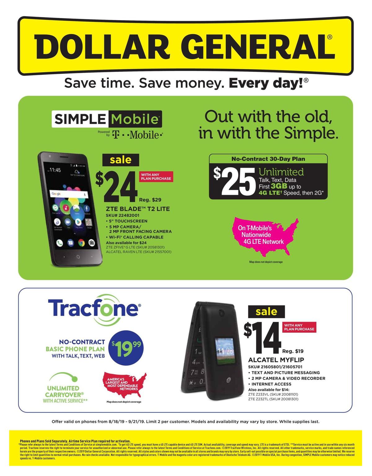 Dollar General Weekly Wireless Specials Weekly Ad from August 18