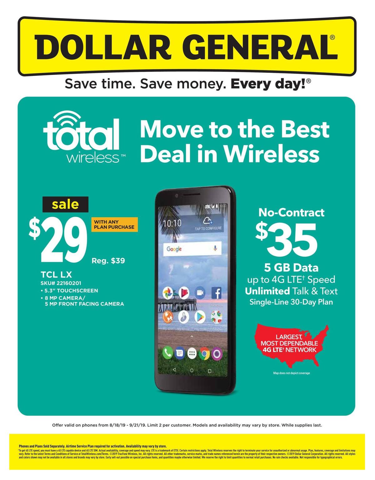 Dollar General Weekly Wireless Specials Weekly Ad from August 18