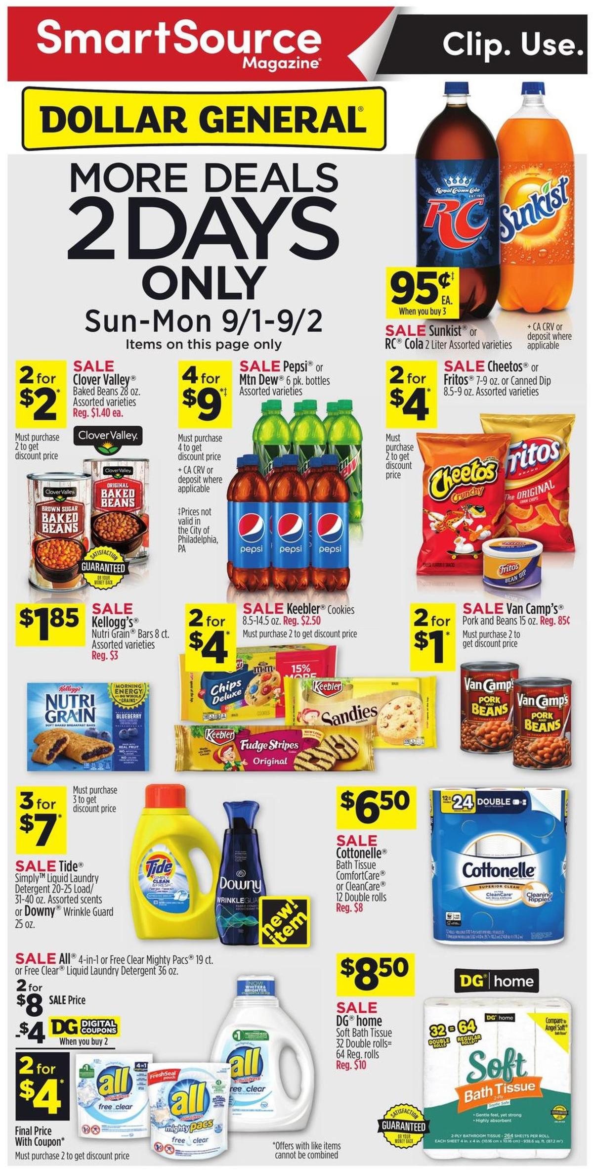 Dollar General 2 Days Only Weekly Ad from September 1