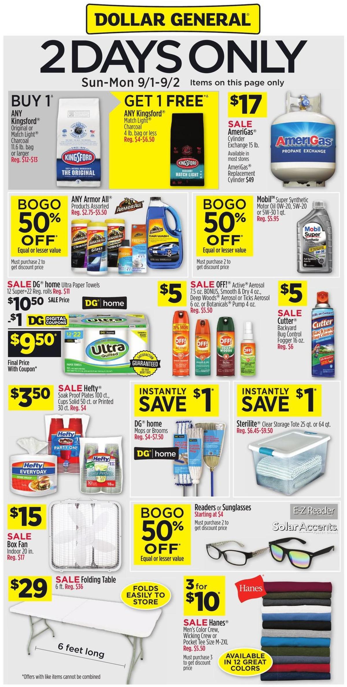 Dollar General 2 Days Only Weekly Ad from September 1