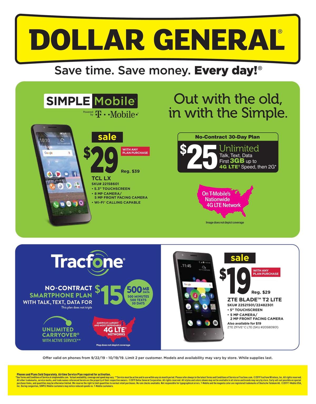 Dollar General Weekly Wireless Specials Weekly Ad from September 22