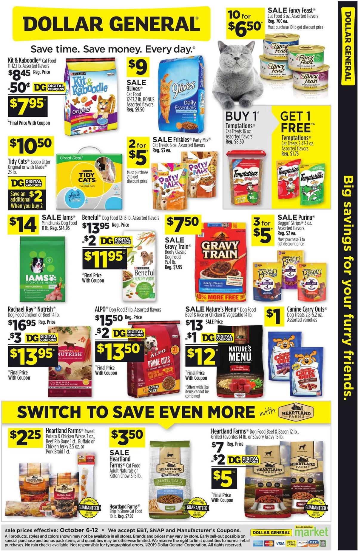 Dollar General Save More on Pet Essentials Weekly Ad from October 6