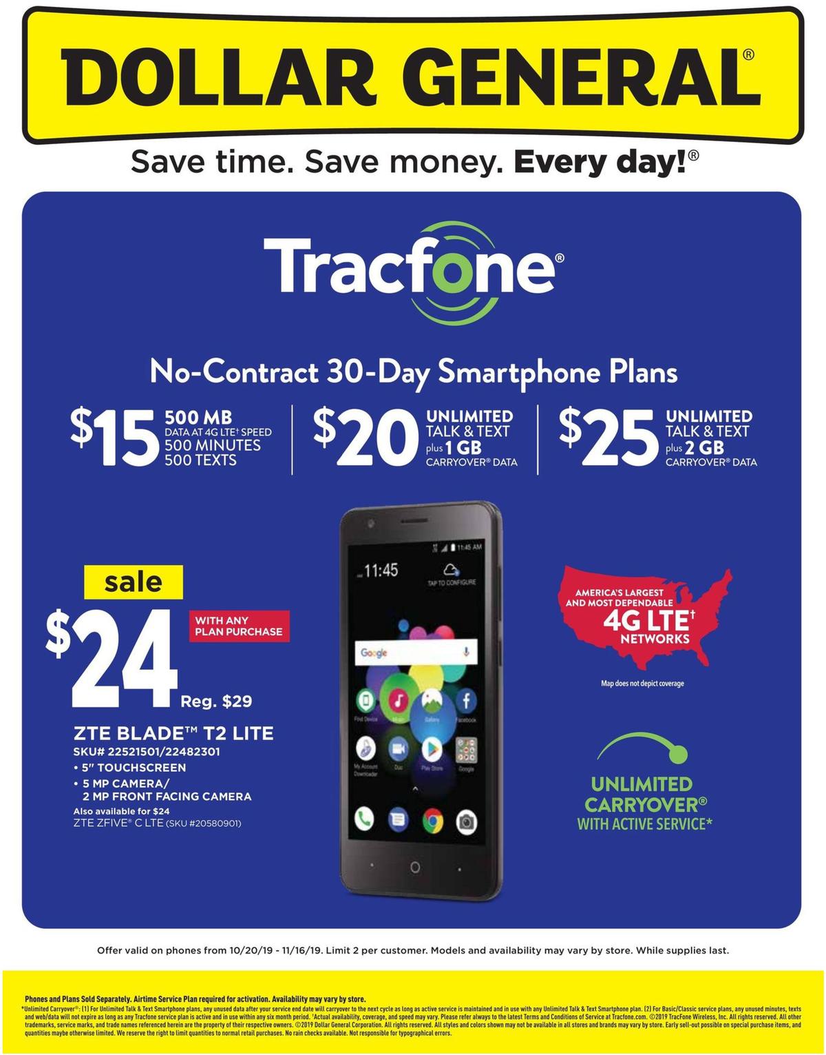 Dollar General Weekly Wireless Specials Weekly Ad from October 20