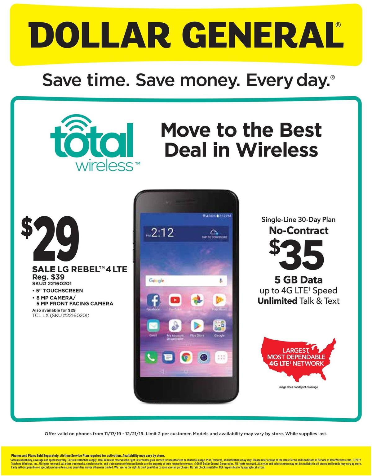 Dollar General Weekly Wireless Specials Weekly Ad from November 17