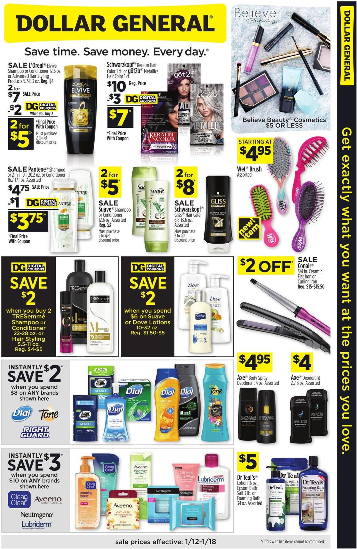Dollar General Beauty Essentials Priced Right Weekly Ad from January 12