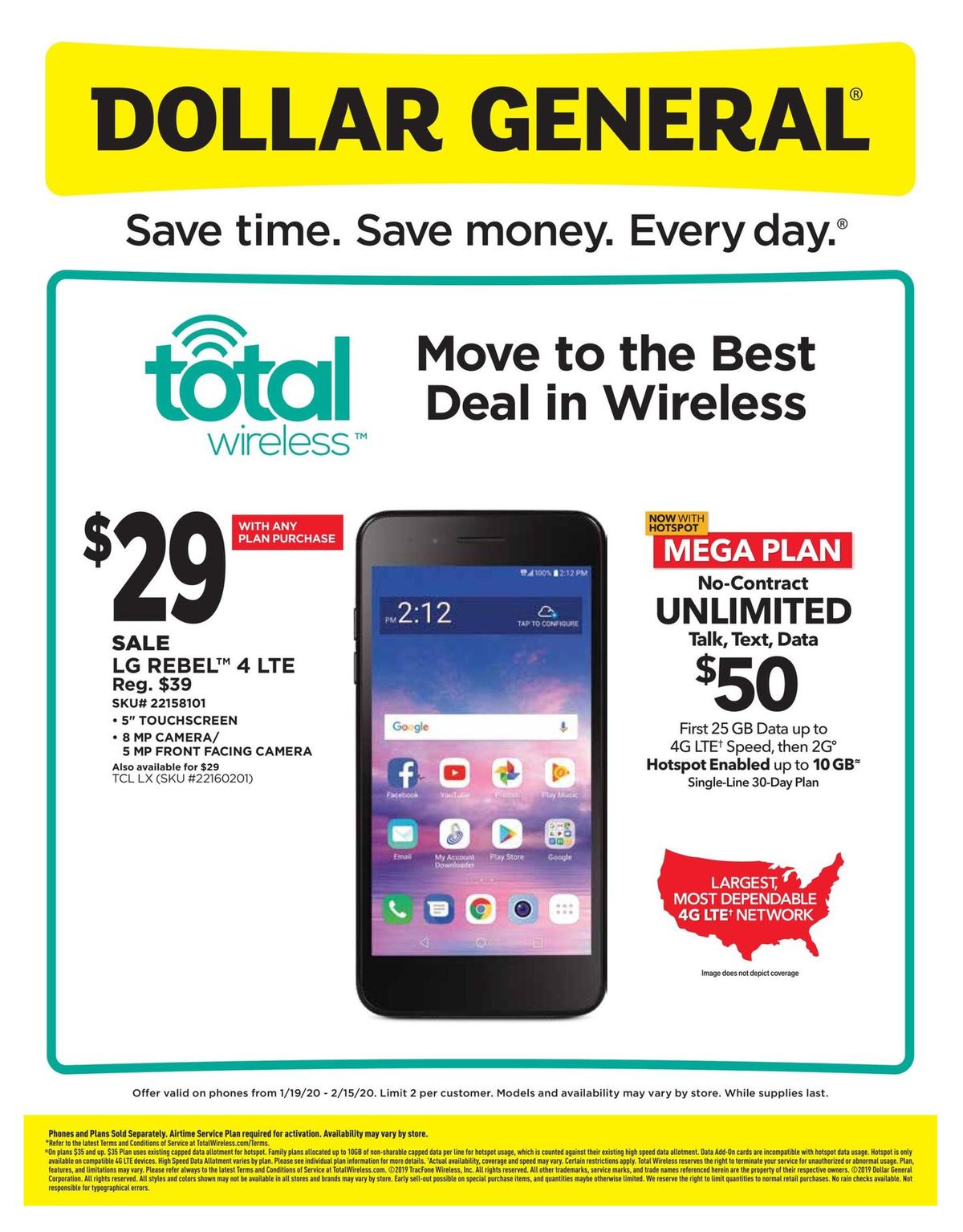 Dollar General Weekly Wireless Specials Weekly Ad from January 19