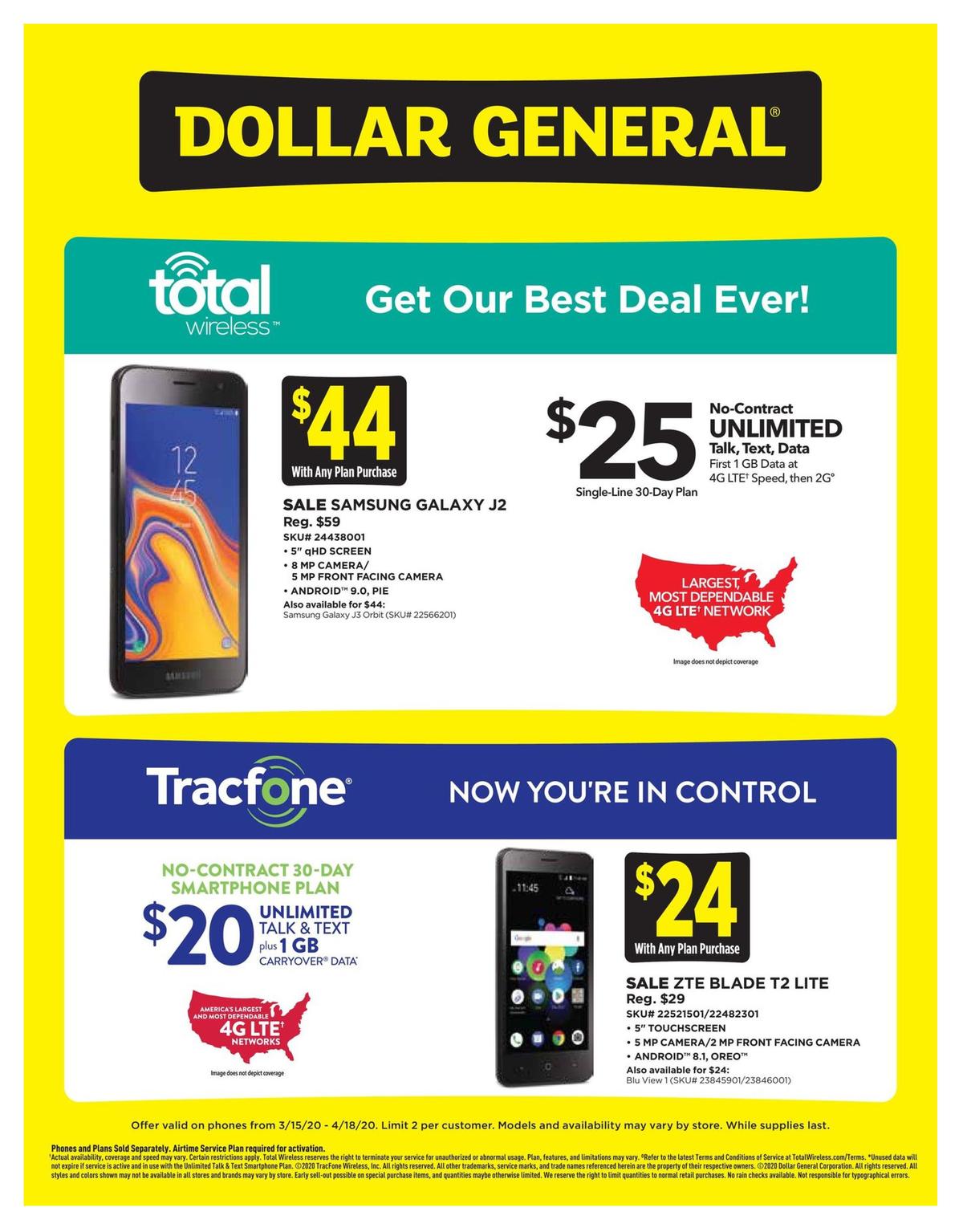Dollar General Weekly Wireless Specials Weekly Ad from March 15