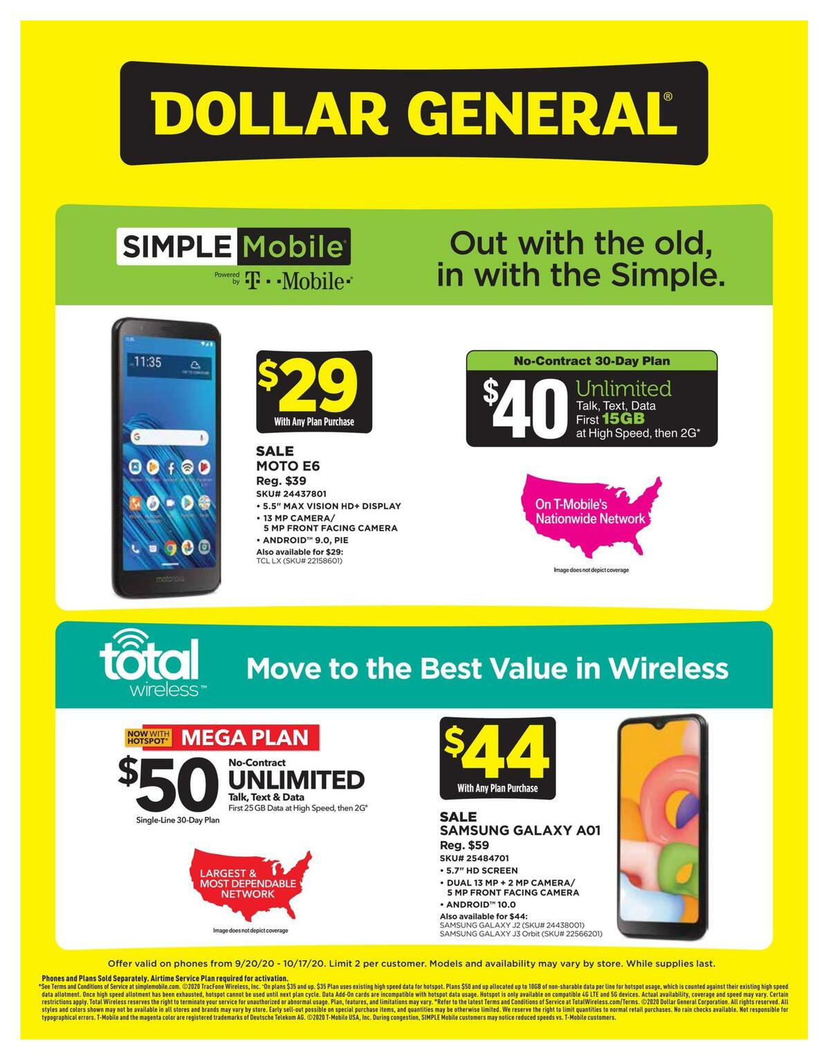 Dollar General Weekly Wireless Specials Weekly Ad from September 20