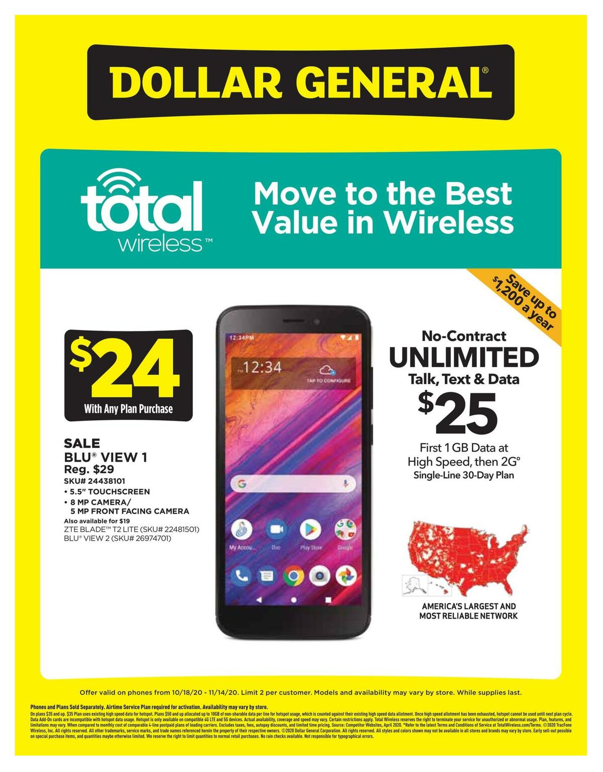Dollar General Weekly Wireless Specials Weekly Ad from October 18