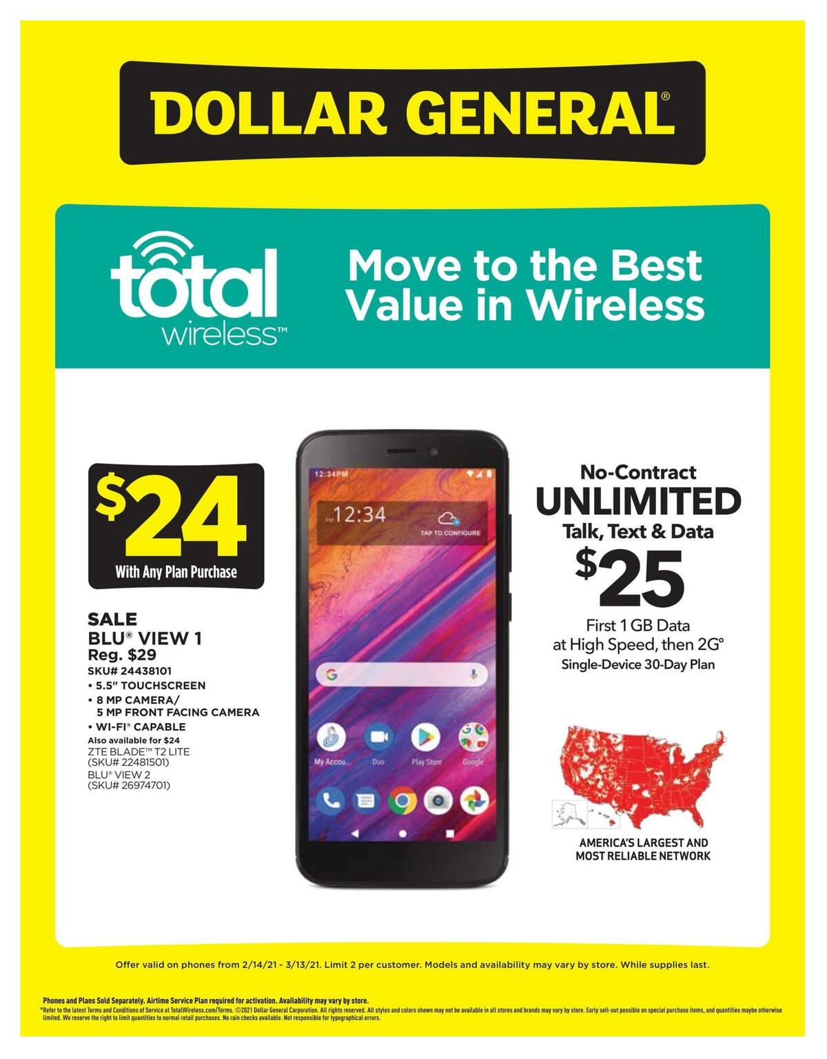 Dollar General Weekly Wireless Specials Weekly Ad from February 14