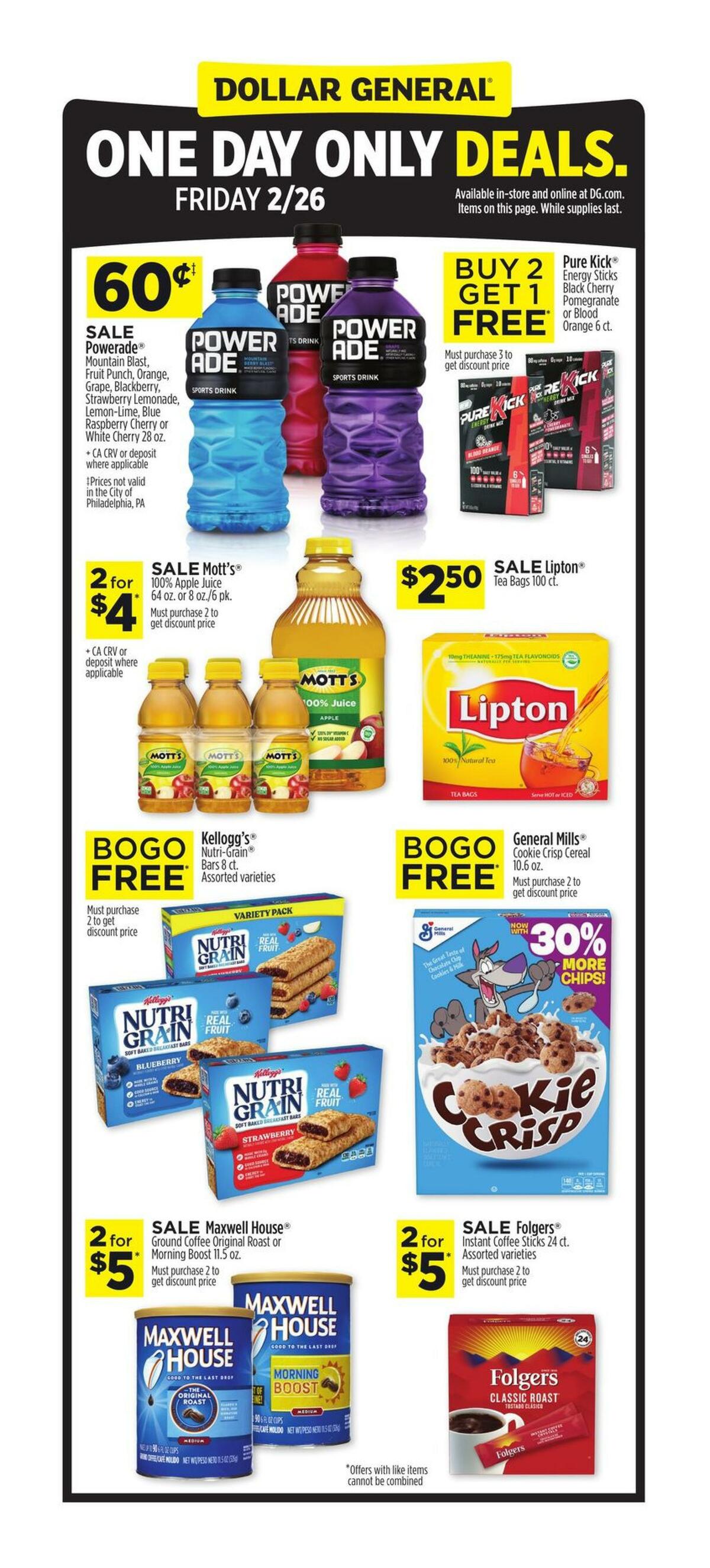 Dollar General One Day Only Deals Weekly Ad from February 26