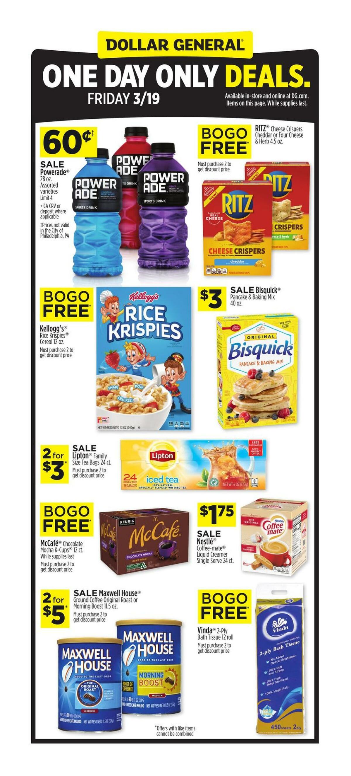 Dollar General One Day Only Deals Weekly Ad from March 19