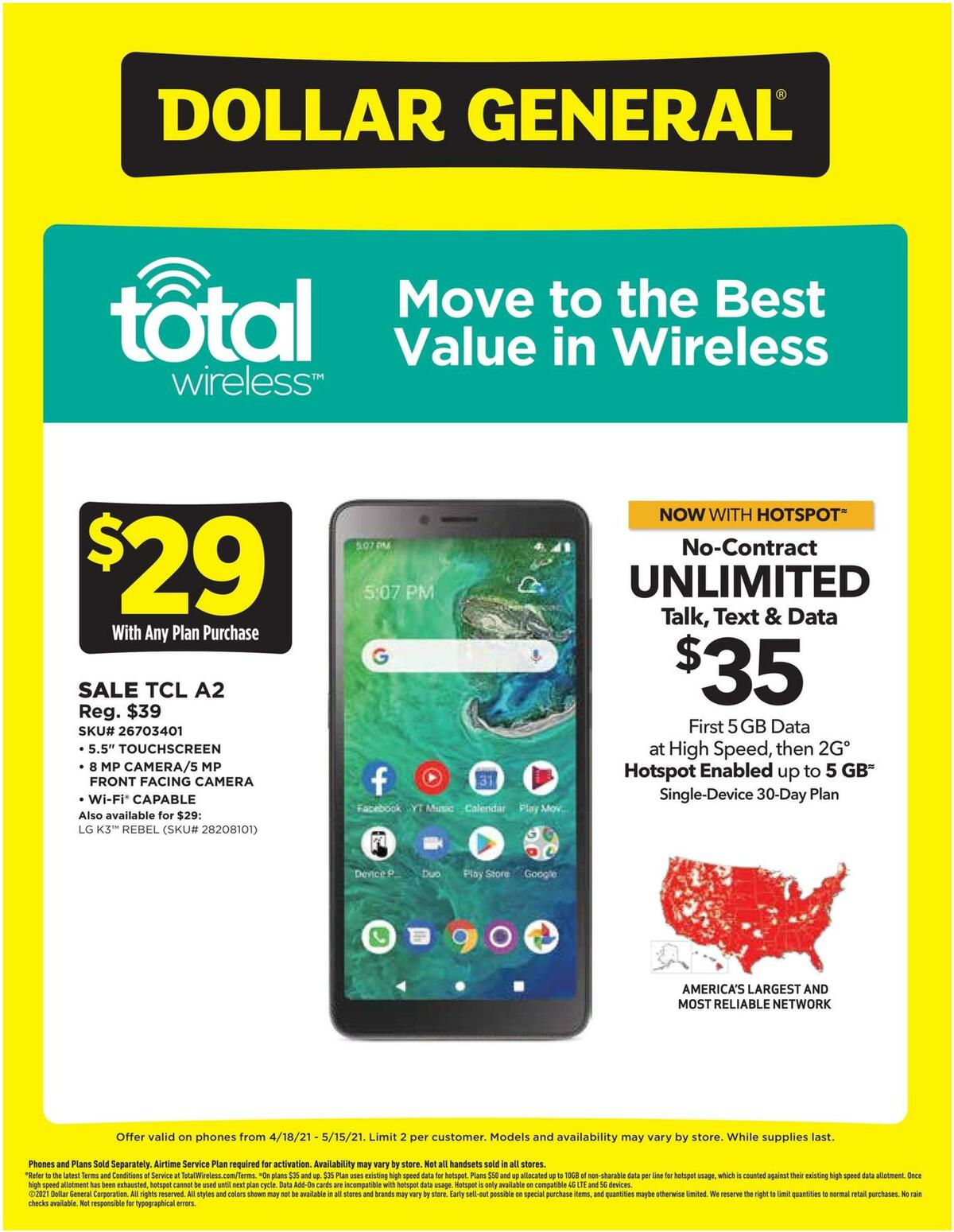 Dollar General Weekly Wireless Specials Weekly Ad from April 18