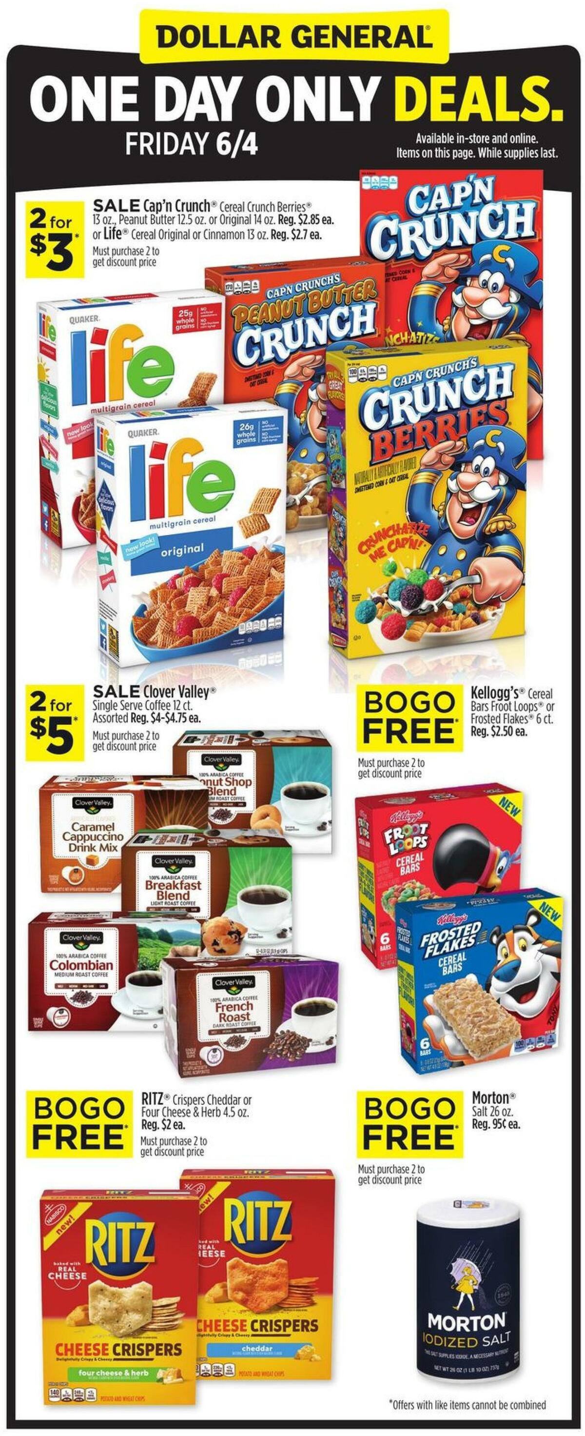Dollar General One Day Only Deals Weekly Ad from June 4