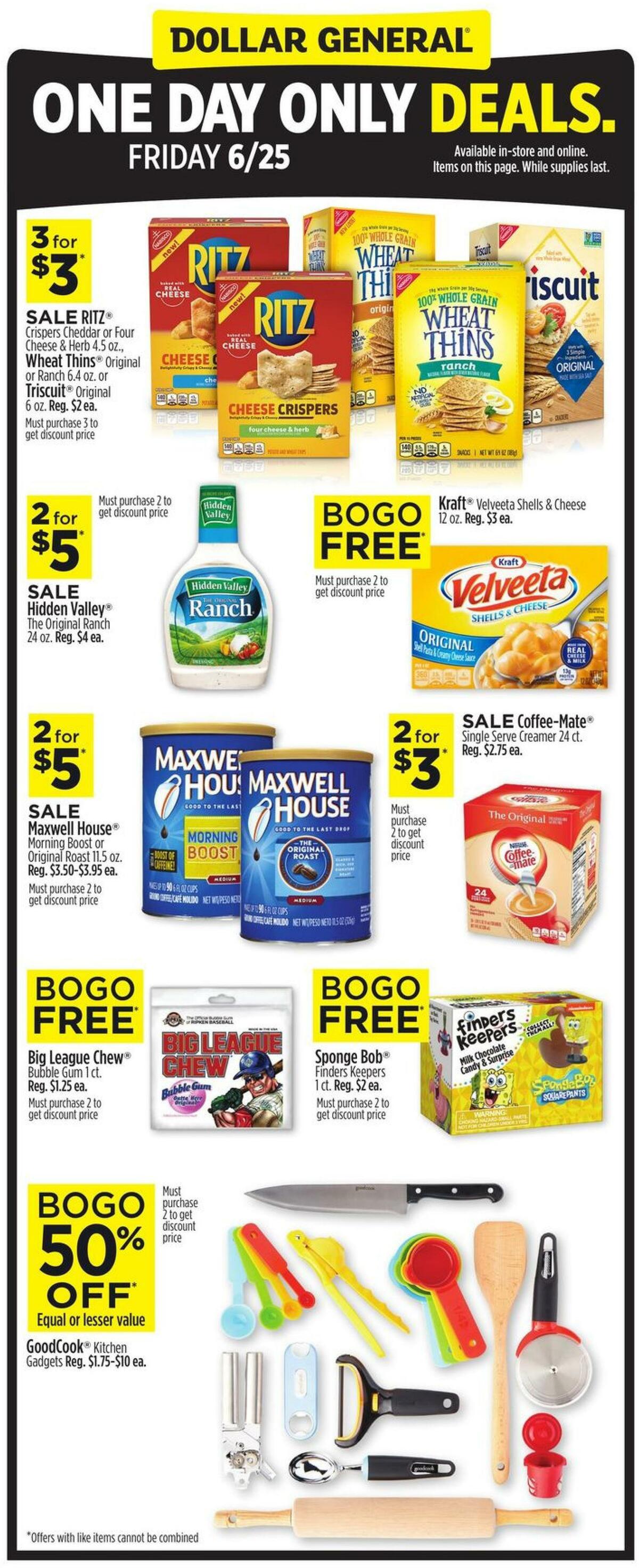 Dollar General One Day Only Deals Weekly Ad from June 25
