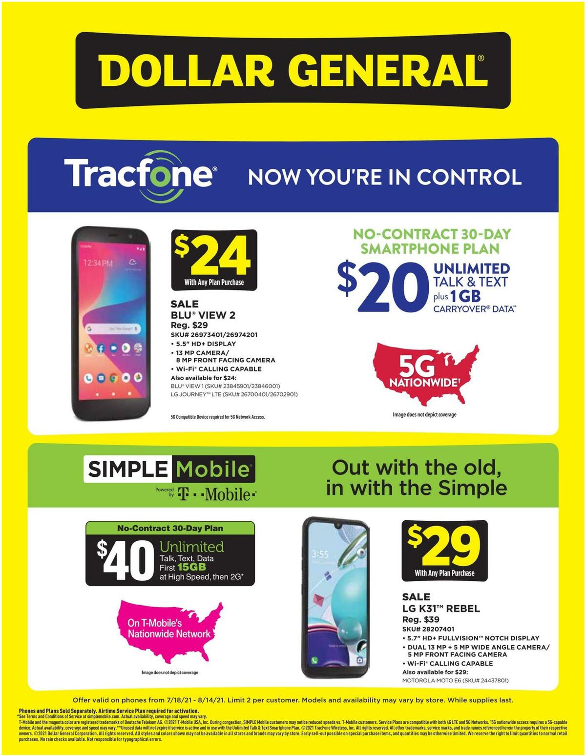 Dollar General Weekly Wireless Specials Weekly Ad from July 18