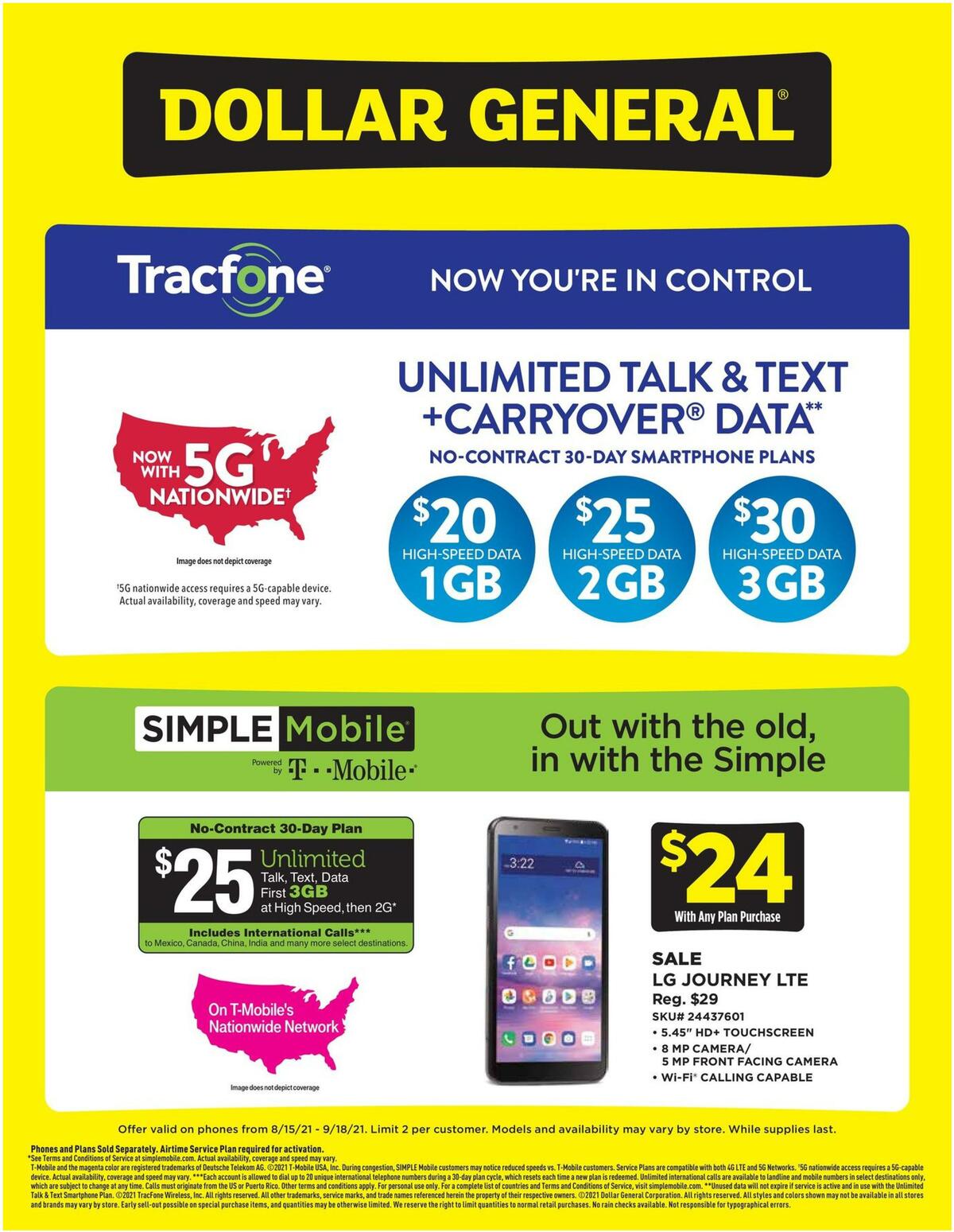Dollar General Wireless Specials Weekly Ad from September 15