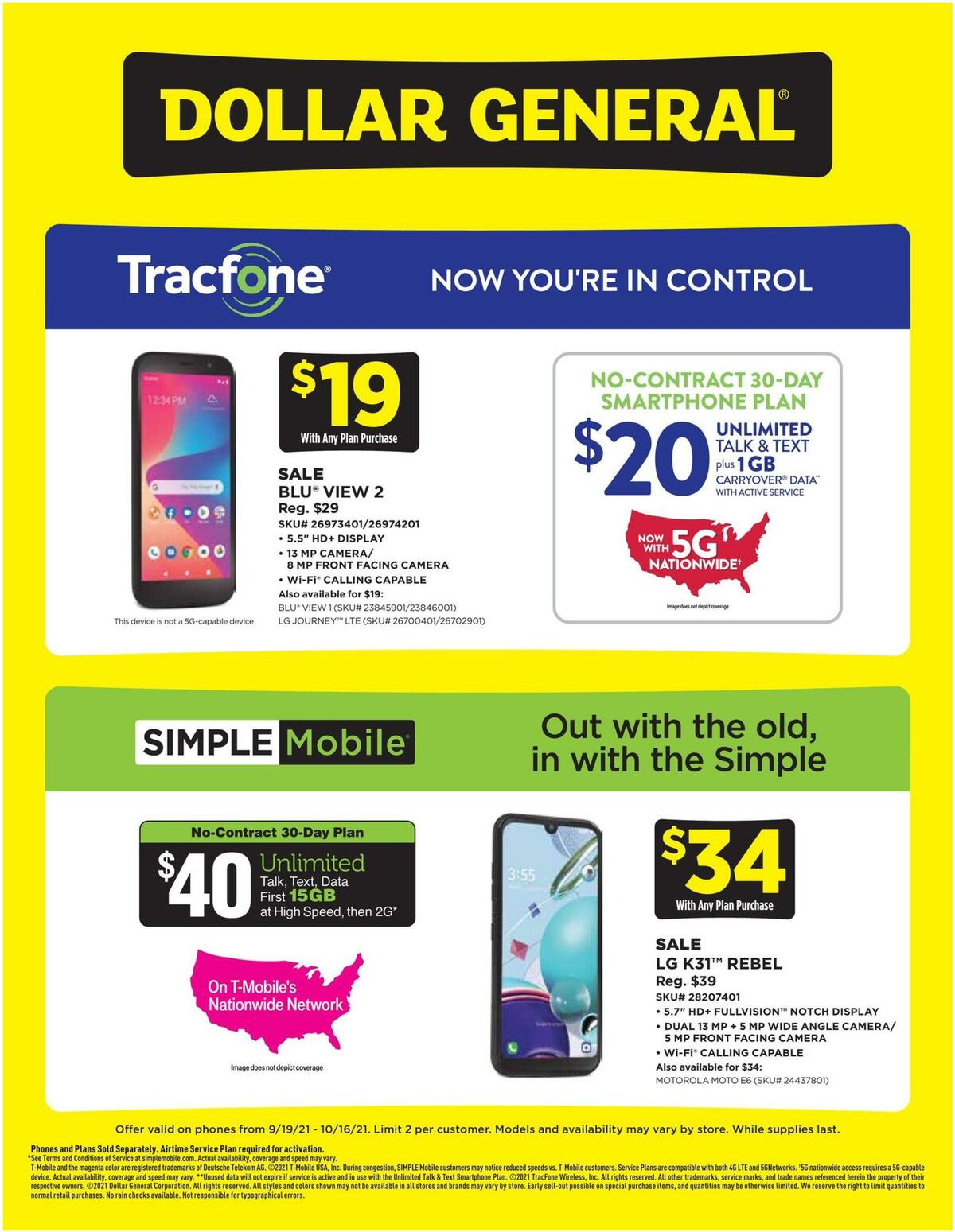 Dollar General Weekly Wireless Specials Weekly Ad from September 19