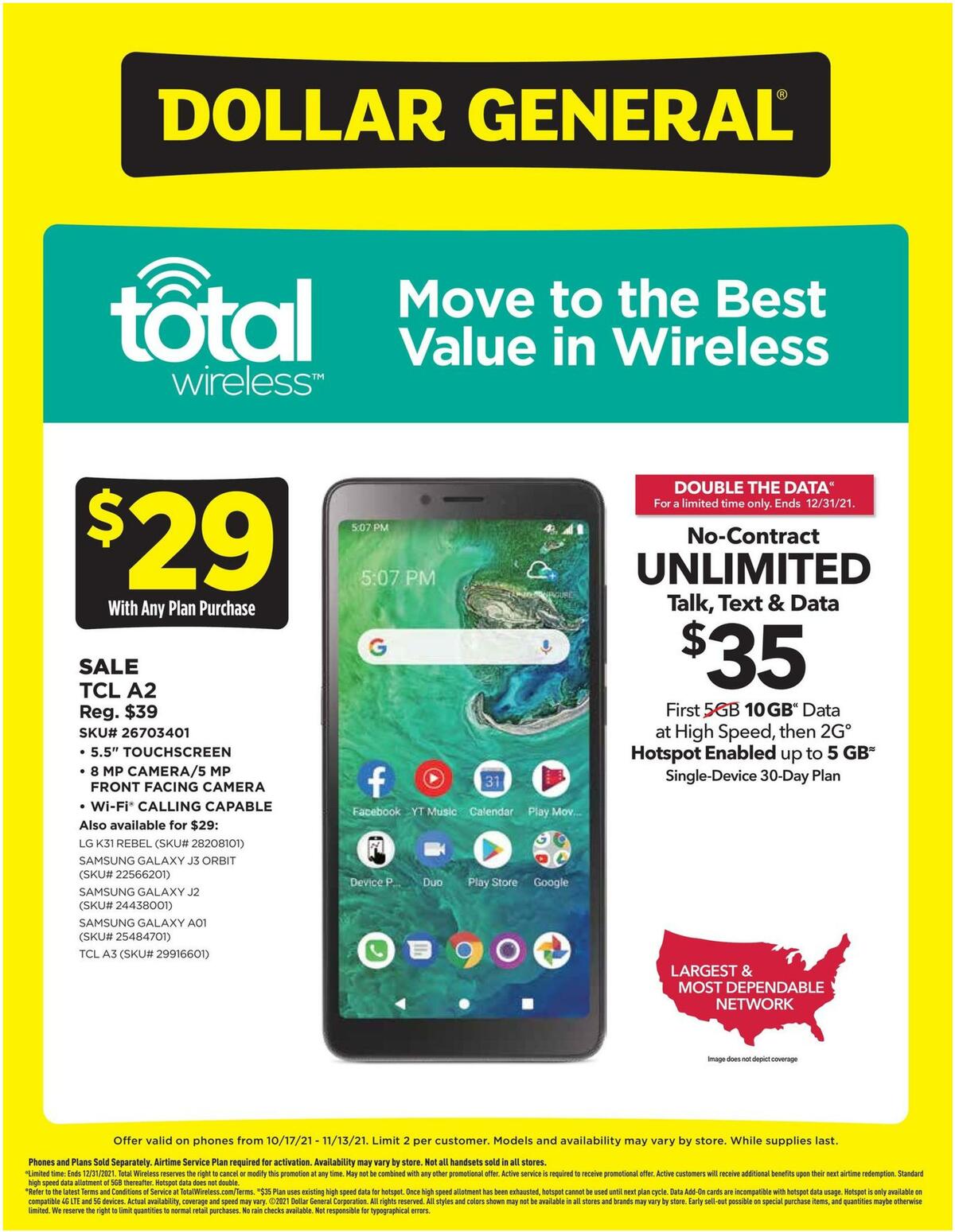 Dollar General Weekly Wireless Specials Weekly Ad from October 17