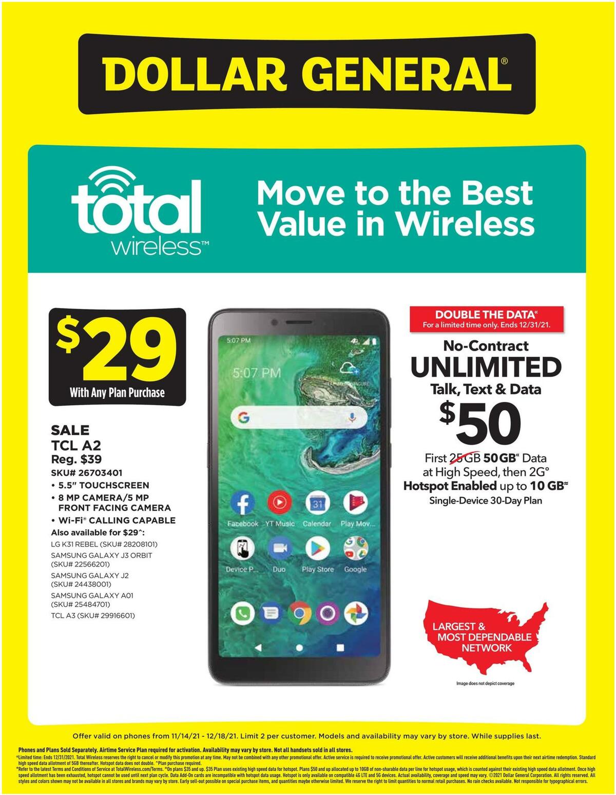 Dollar General Weekly Wireless Specials Weekly Ad from November 14