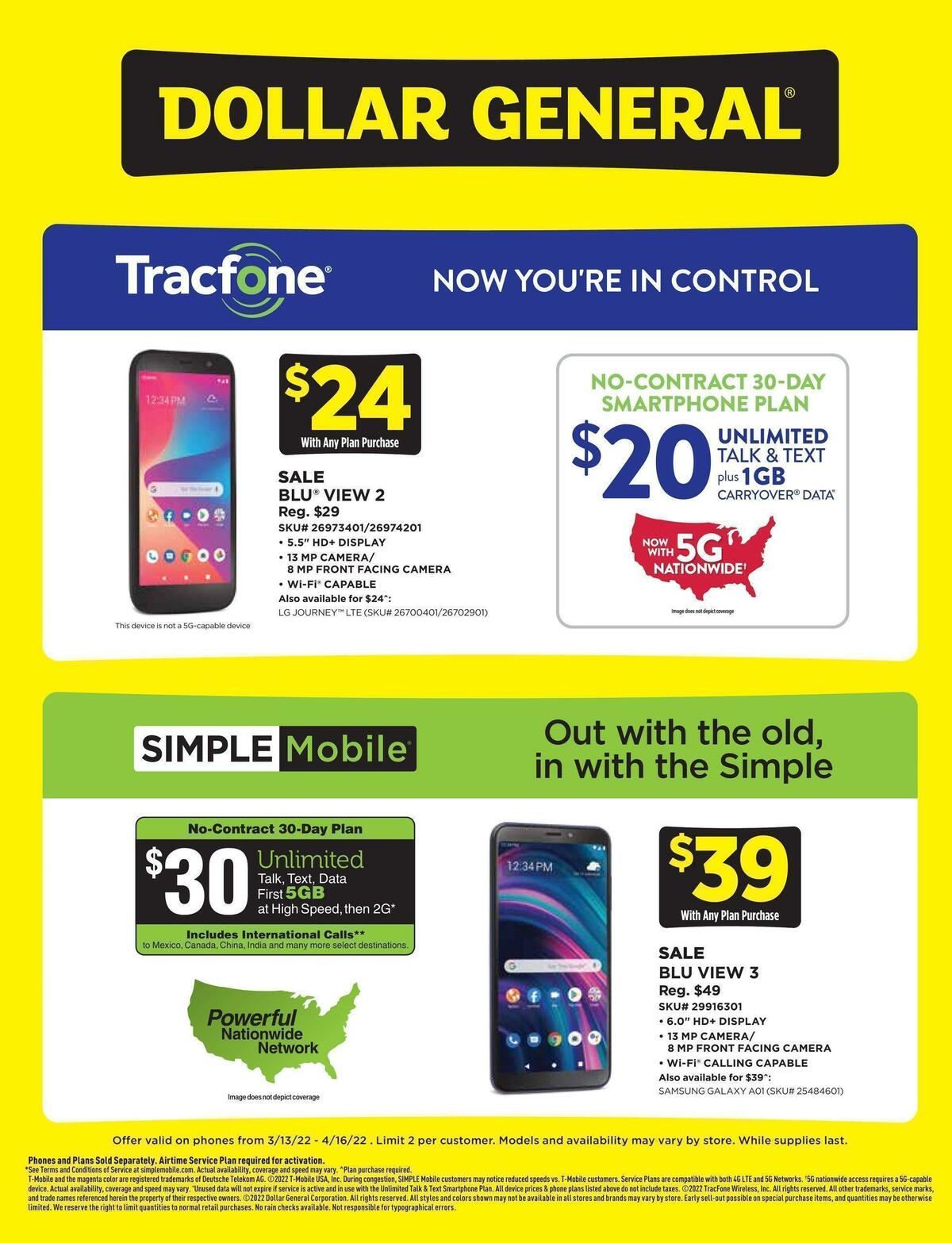 Dollar General Weekly Wireless Specials Weekly Ad from March 13