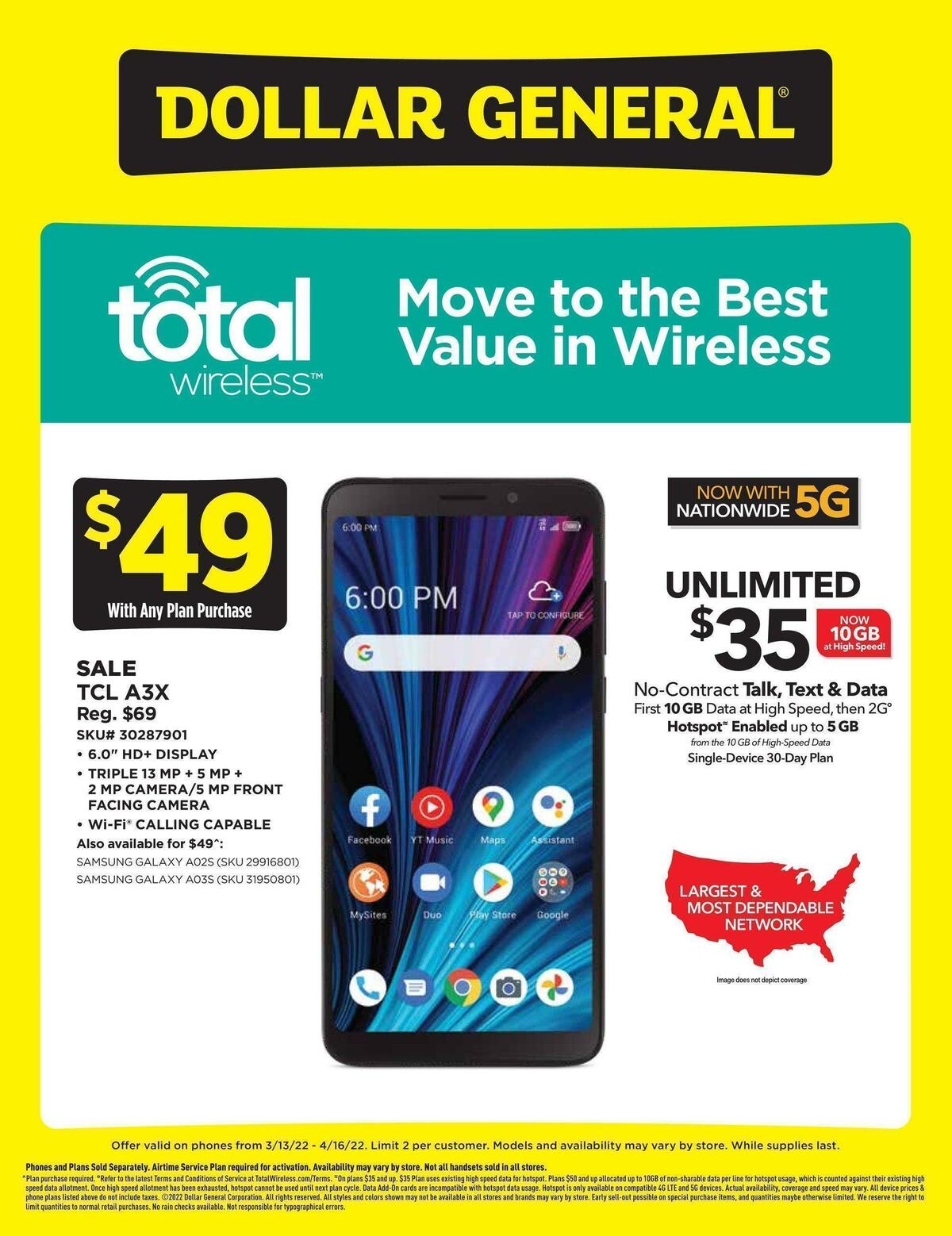 Dollar General Weekly Wireless Specials Weekly Ad from March 13
