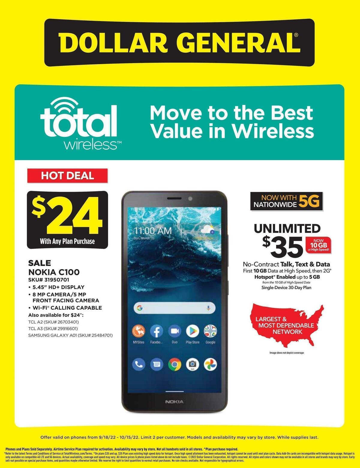 Dollar General Weekly Wireless Specials Weekly Ad from September 18