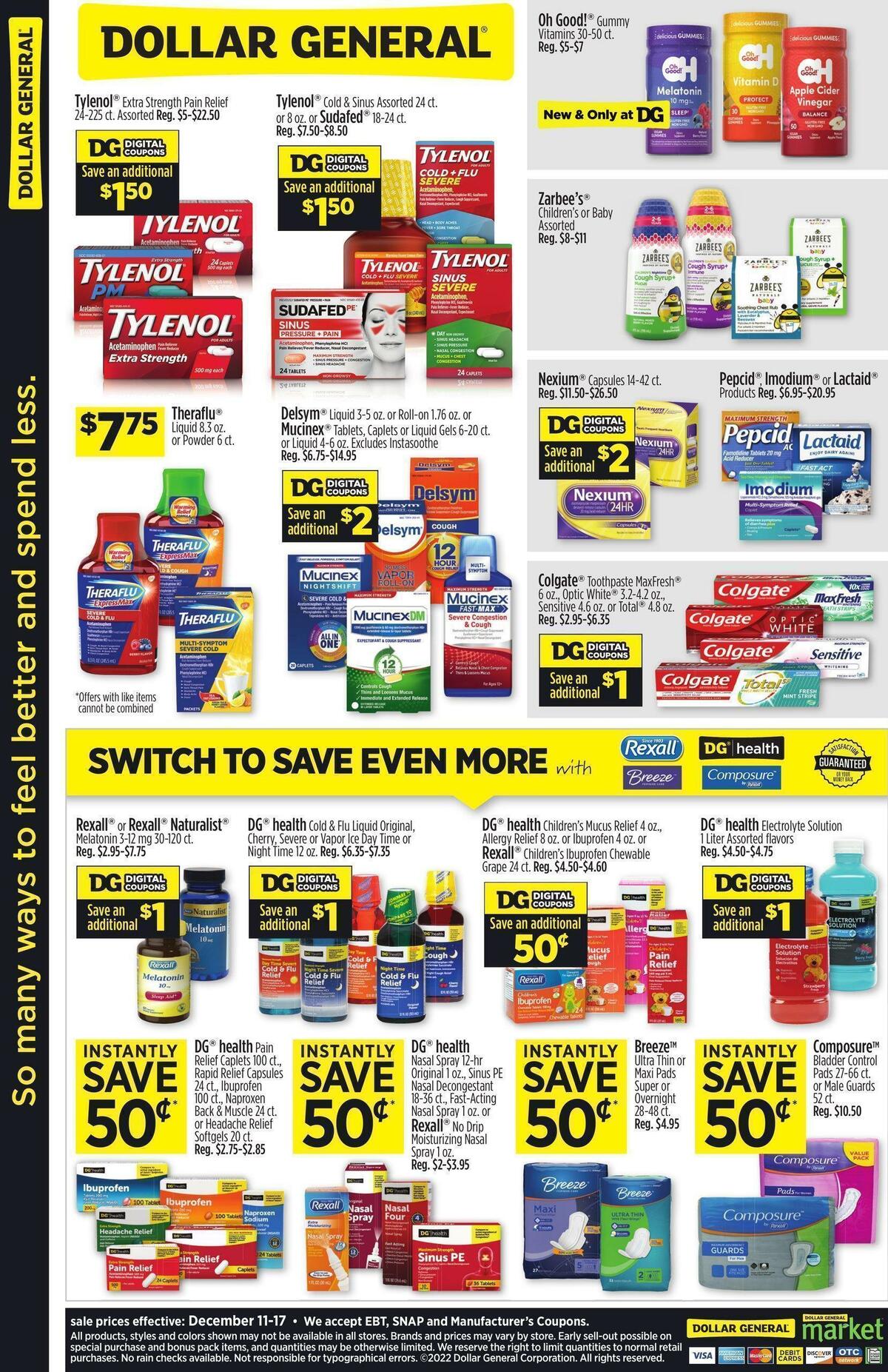 Dollar General Feel Better and Spend Less Weekly Ad from December 11