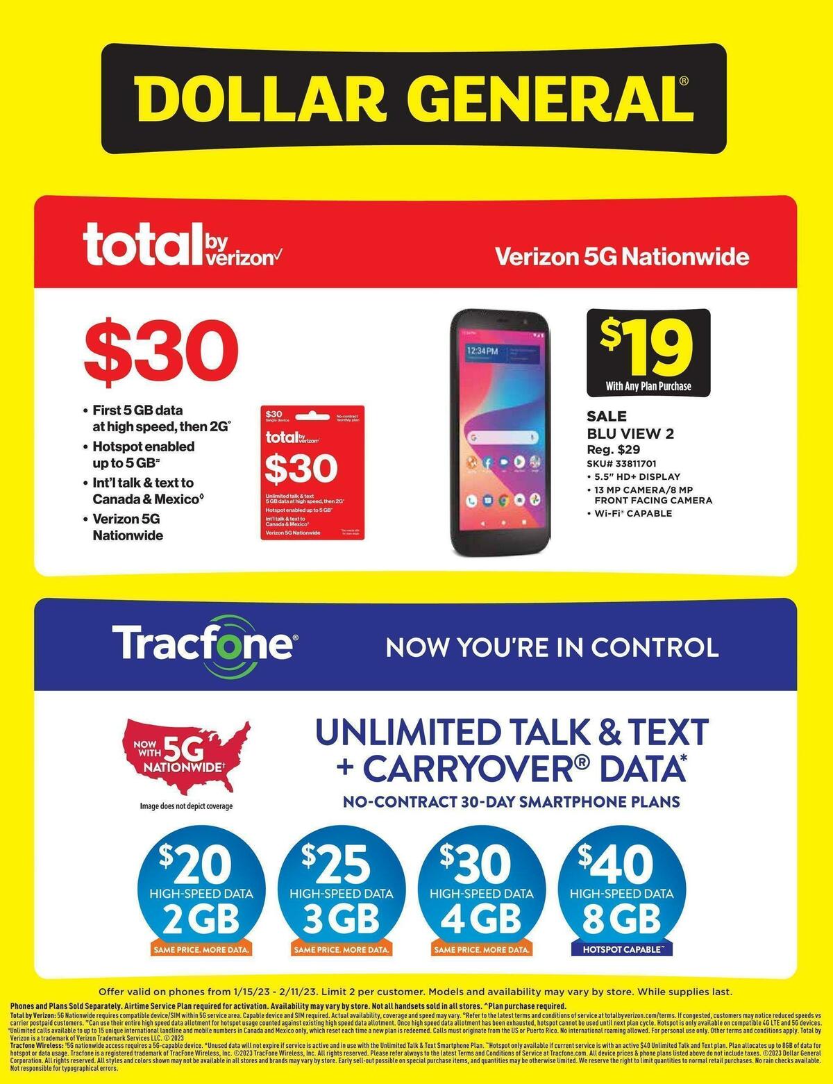 Dollar General Weekly Wireless Specials Weekly Ad from January 15
