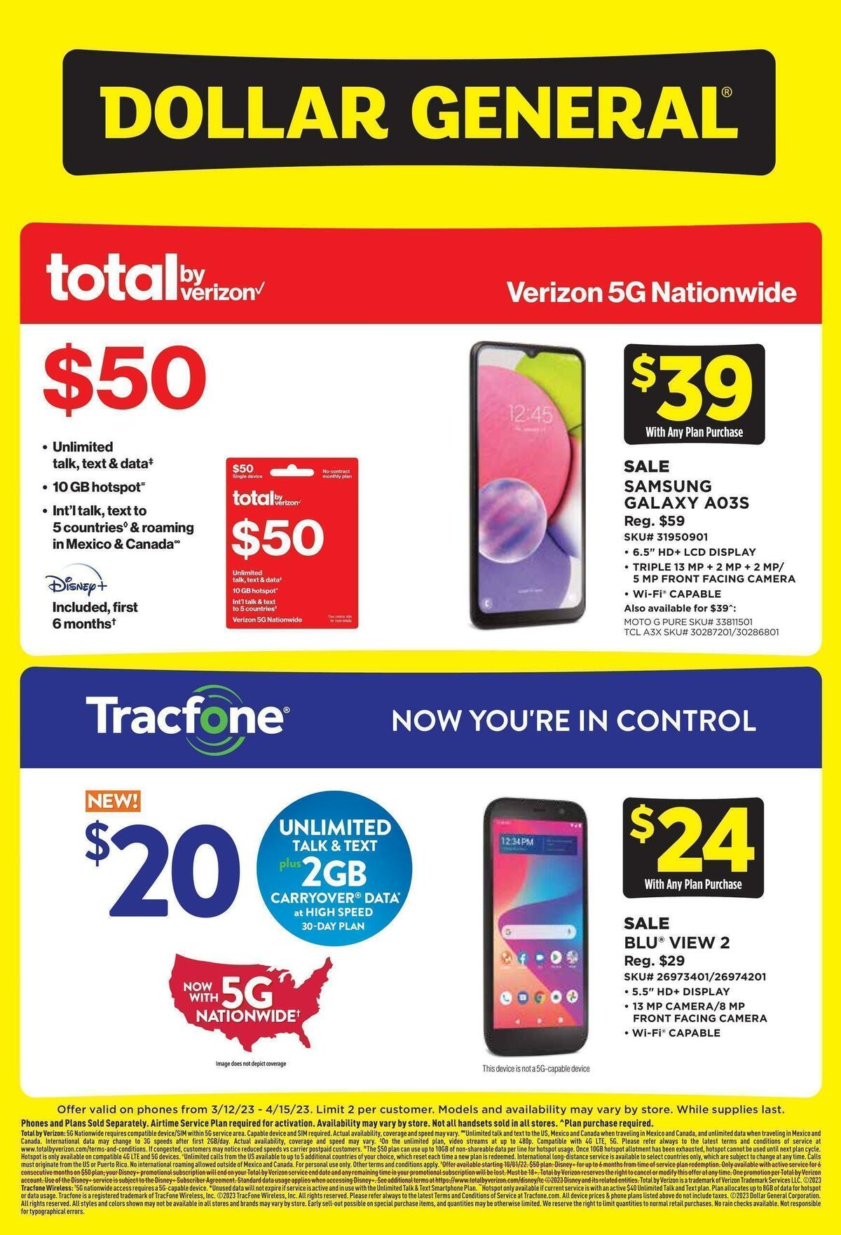 Dollar General Weekly Wireless Specials Weekly Ad from March 12