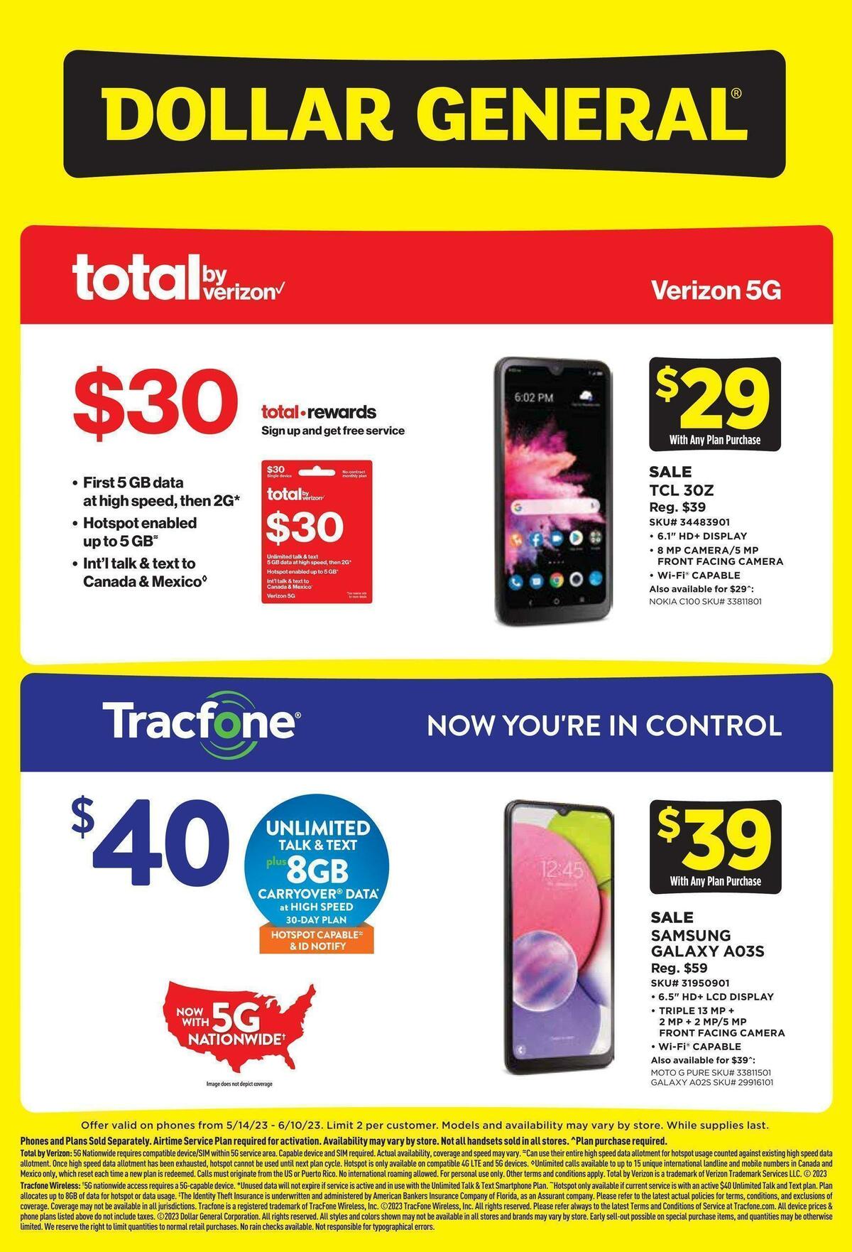 Dollar General Weekly Wireless Specials Weekly Ad from May 14