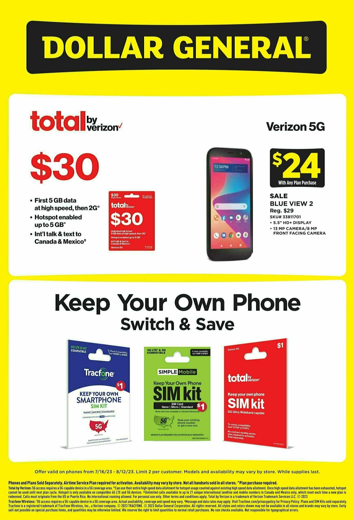 Dollar General Weekly Wireless Specials Weekly Ad from July 16