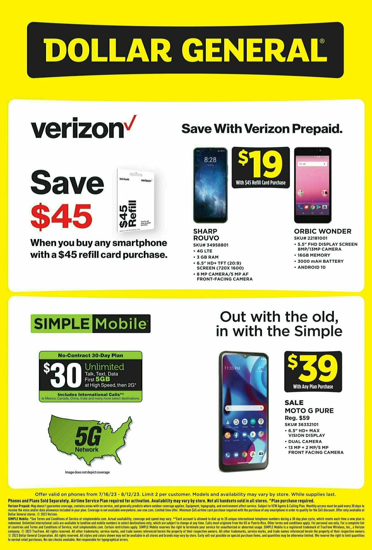 Dollar General Weekly Wireless Specials Weekly Ad from July 16