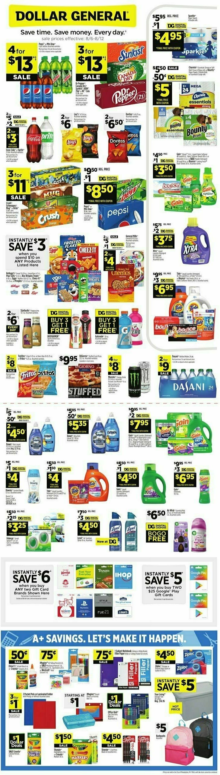 Dollar General Weekly Ad from August 6