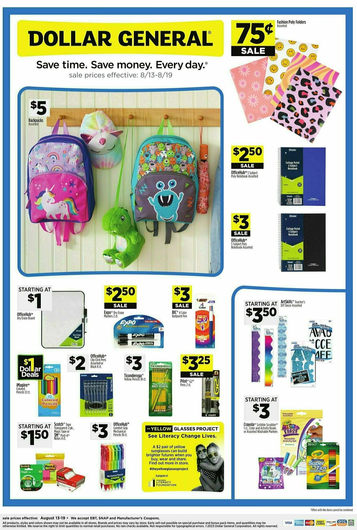 Dollar General Save on the classroom checklist Weekly Ad from August 13