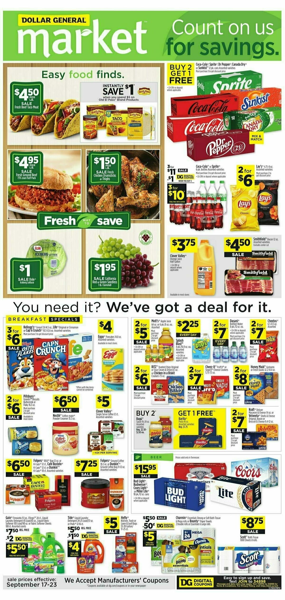 Dollar General Market Ad Weekly Ad from September 17