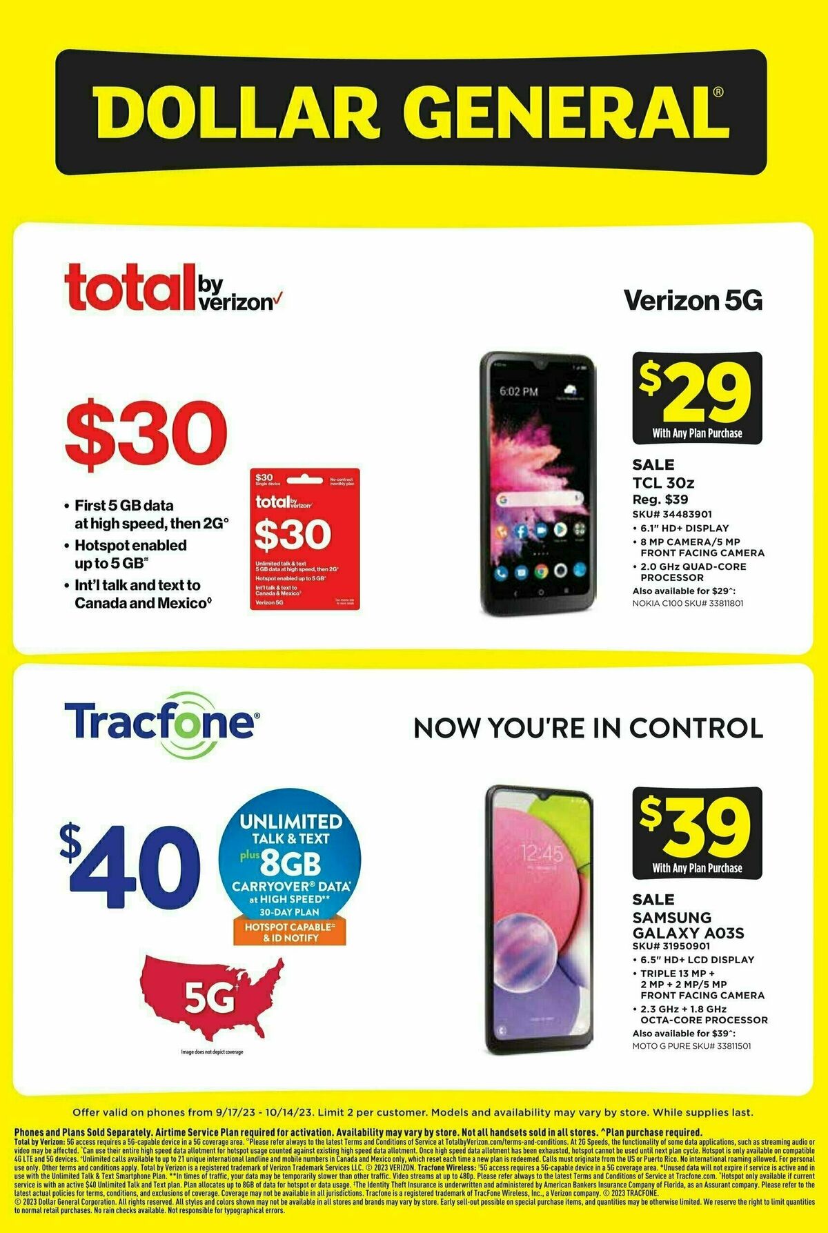 Dollar General Weekly Wireless Specials Weekly Ad from September 17