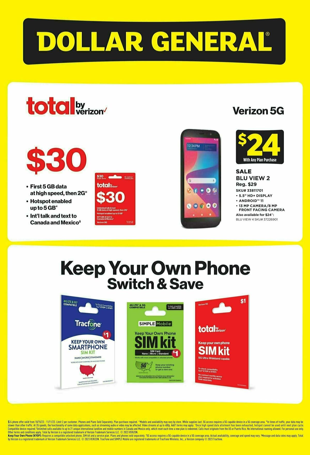 Dollar General Weekly Wireless Specials Weekly Ad from October 22