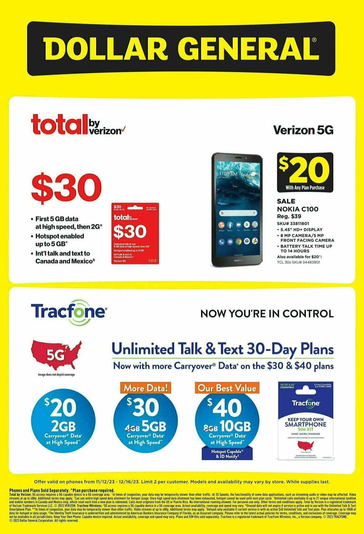Dollar General Weekly Wireless Specials Weekly Ad from November 15