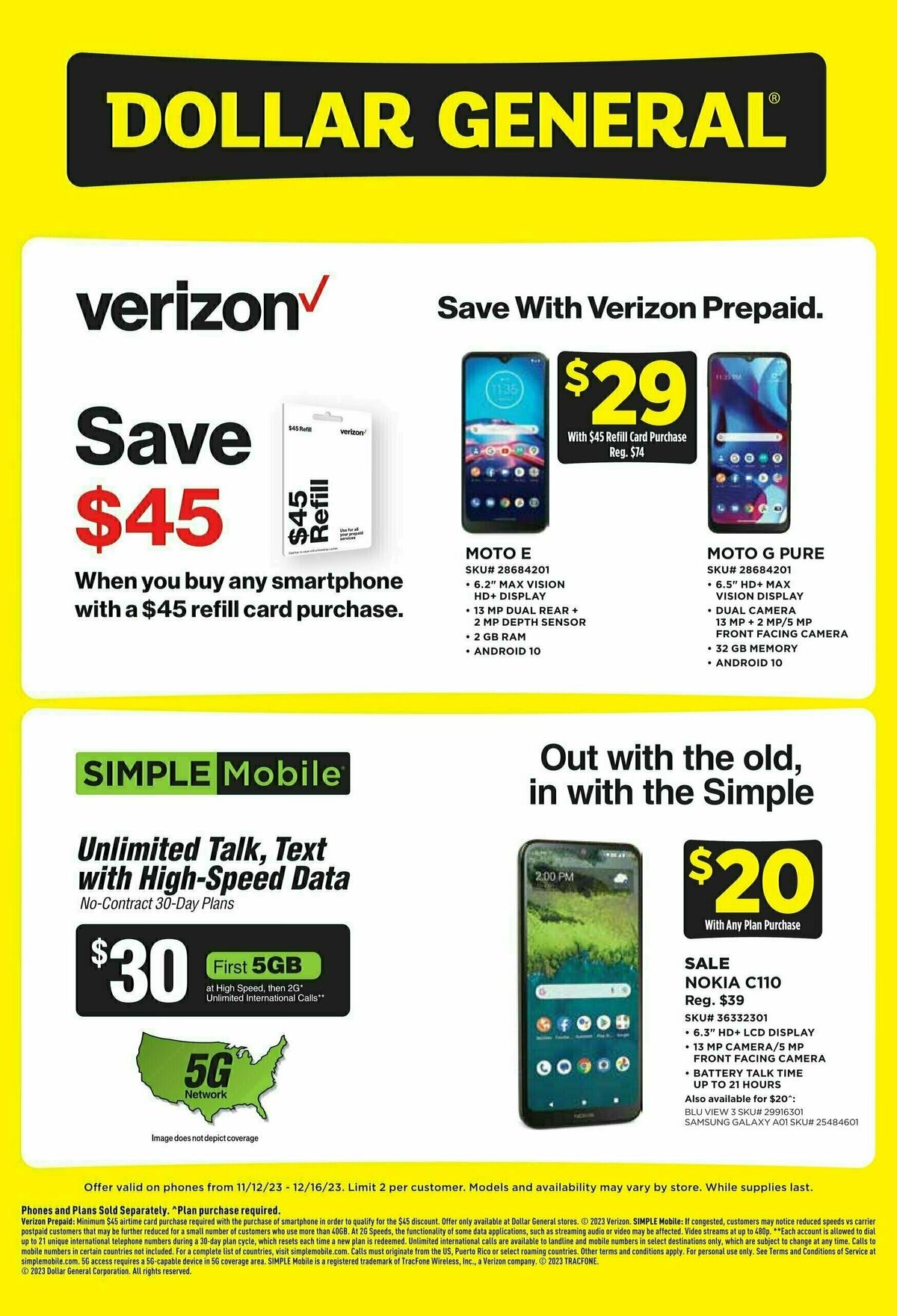 Dollar General Weekly Wireless Specials Weekly Ad from November 15