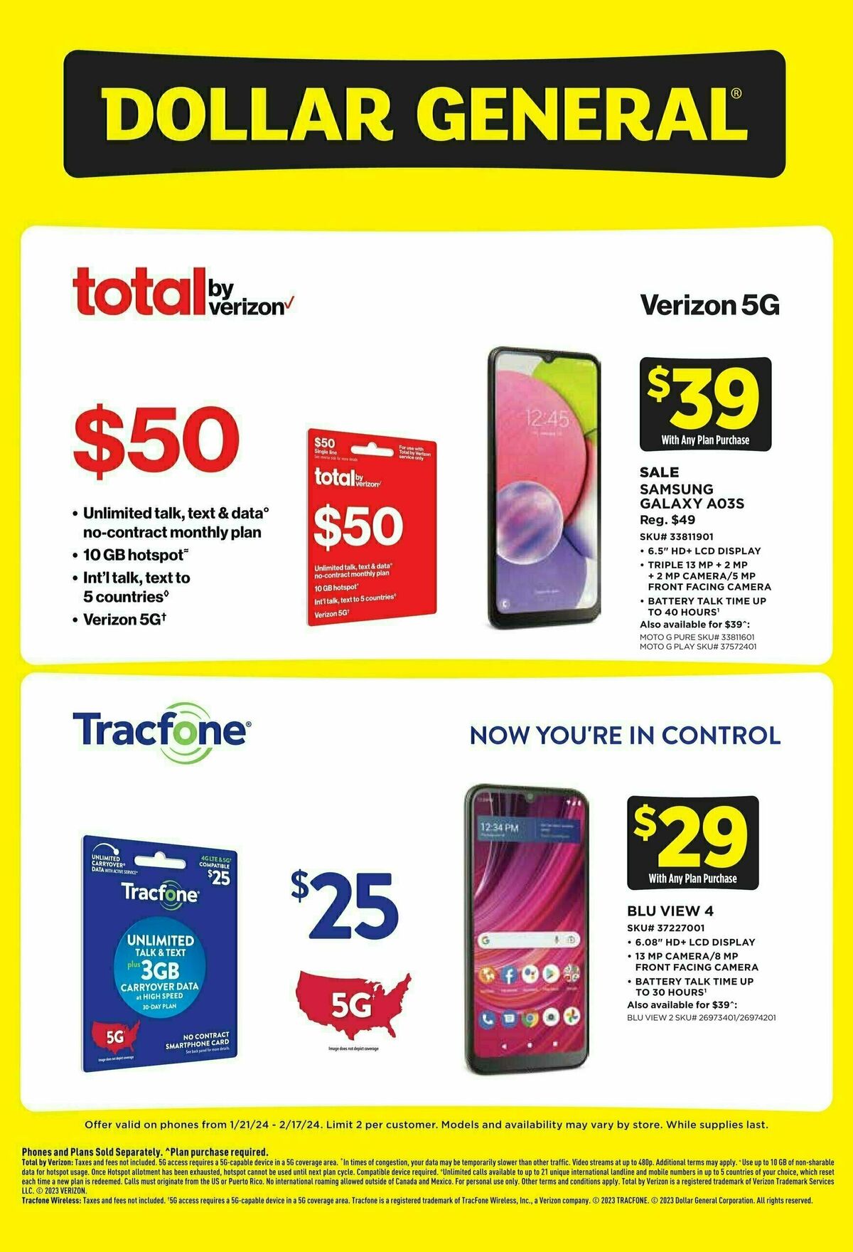 Dollar General Weekly Wireless Specials Weekly Ad from January 21