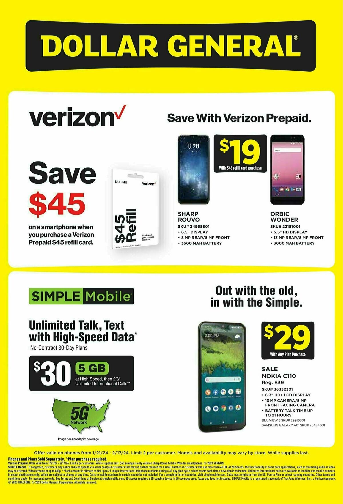 Dollar General Weekly Wireless Specials Weekly Ad from January 21