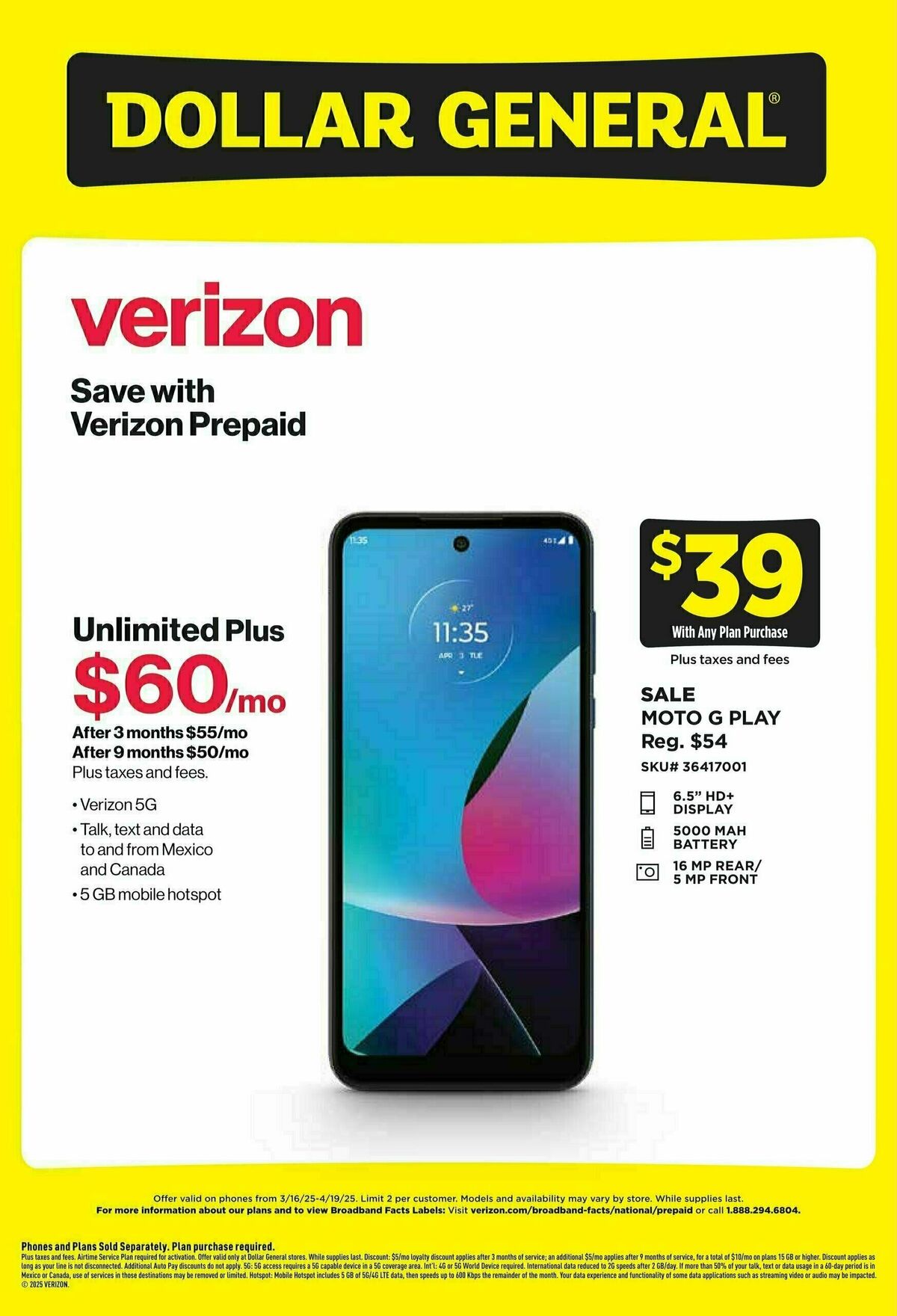 Dollar General Wireless Specials Weekly Ad from March 16