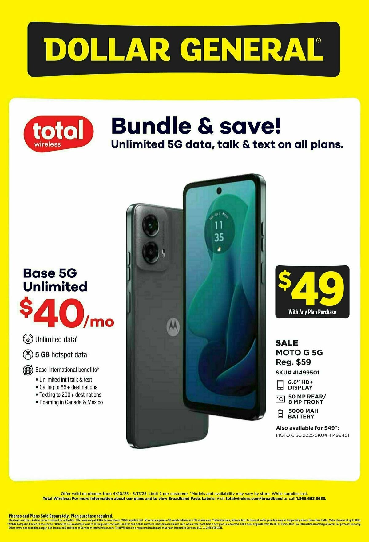 Dollar General Wireless Specials Weekly Ad from April 20